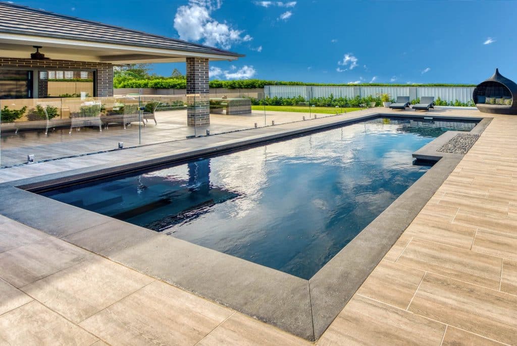 Serenity pool design in platinum quartz colour